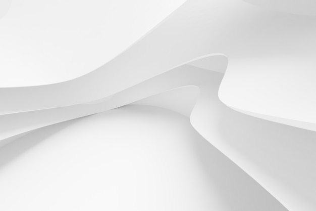 Abstracte witte architectuur achtergrond. 3D render. Modern geometrisch behang. Futuristisch technologisch ontwerp