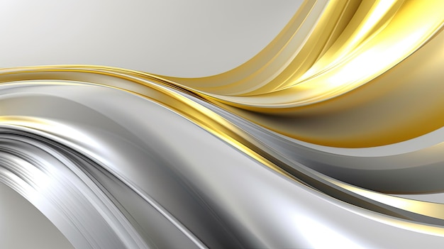 Abstracte witte en gouden vloeibare golvende vormen futuristische 3d banner wallpaper achtergrond Generatieve AI