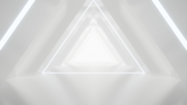 abstracte witte futuristische driehoekige tunnelarchitectuur