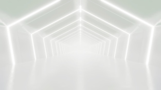 Abstracte witte futuristische geometrische tunnelarchitectuur ontwerpconcept 3d rendering