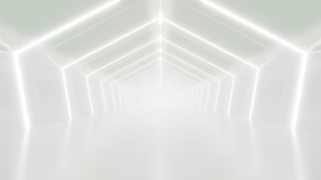 Foto abstracte witte futuristische geometrische tunnelarchitectuur ontwerpconcept 3d rendering