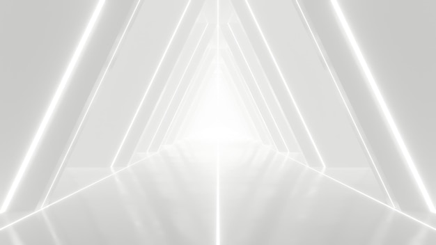 Abstracte witte futuristische geometrische tunnelarchitectuur ontwerpconcept 3d rendering