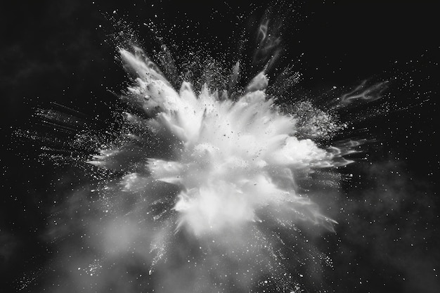 abstracte witte poederexplosie op zwarte achtergrond zwarte achtergrund