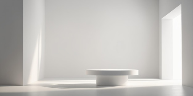 Abstracte witte ronde standaard voor productpresentatie op witte achtergrond
