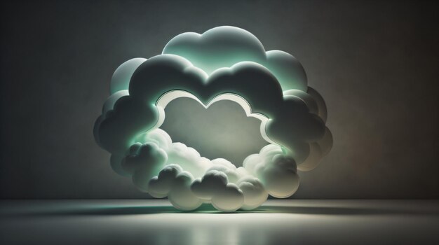 Abstracte wolk verlicht met neonlicht 3D-rendering achtergrond