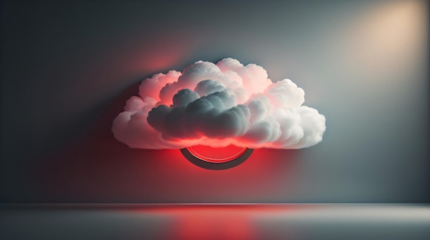 Abstracte wolk verlicht met neonlicht 3D-rendering achtergrond