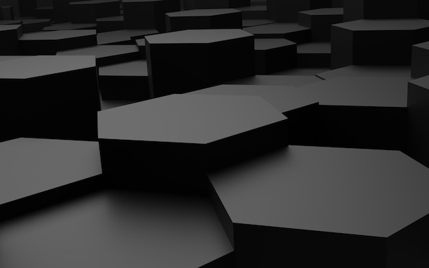 abstracte zeshoekige concept donkere achtergrond met 3d render