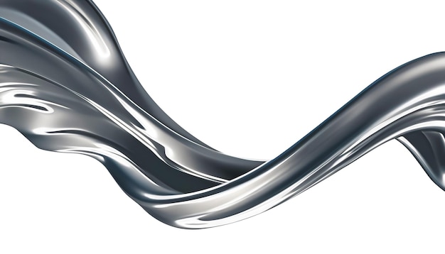 Abstracte zilveren gradiëntcurve Flow chroom vloeibare metalen golven geïsoleerd op wit