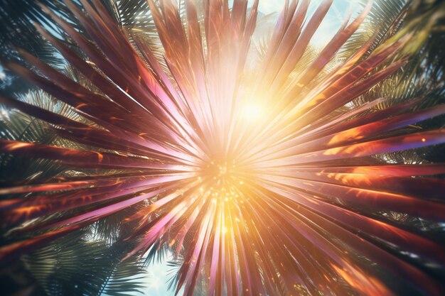 Foto abstracte zonneschijn en palmbomenpatroon met een generatieve ai