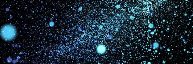 Foto abstracte zwarte achtergrond met blauwe gloeiende deeltjes