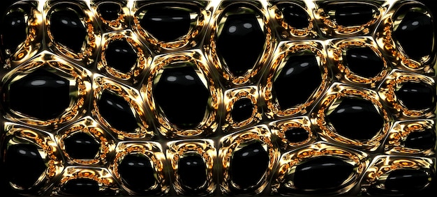 Abstracte zwarte en gouden achtergrond 3D-rendering