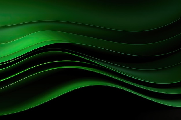 Abstracte zwarte horizontale achtergrond met een groene golvende strook papier