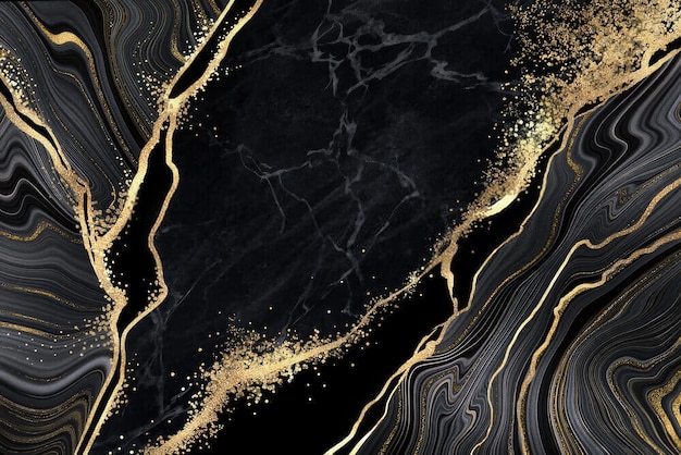 Abstracte zwarte marmeren textuur met gouden luxe patroon illustratie