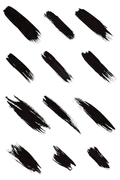 Abstracte zwarte penseelstreek set transparante png