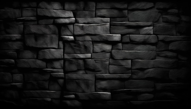 Abstracte zwarte stenen muur achtergrond met ruwe textuur ai gegenereerd