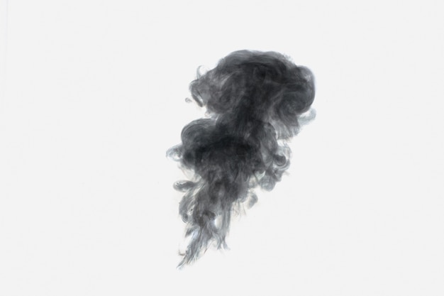Abstracte zwarte stoom of rook cirkels op een witte achtergrond. originele achtergrond, substraat, rooktextuur.