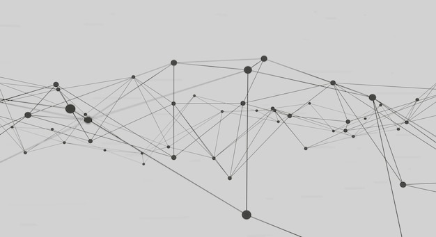 Foto abstracte zwarte witte plexus achtergrond verbindingslijnen en punten voor tech wetenschap achtergrond big data complex met verbindingen lijnen plexus big data visualisatie netwerk of verbinding3d-rendering