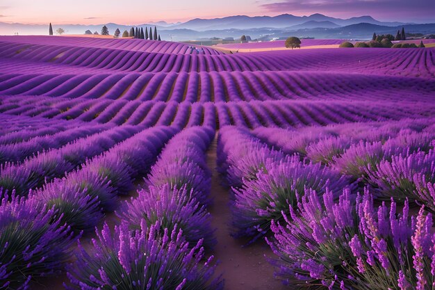 Abstracted lavender fields