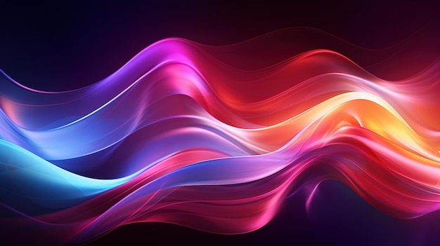 Abstraction colorful waves and lines on the black background abstract concept