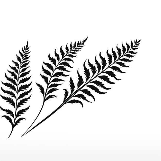 Abstraction fern black and white on white background