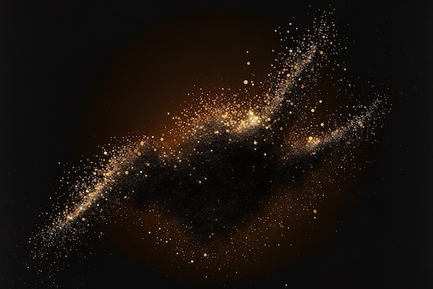 Abstraction of glittering particles on a pitchblack backdrop