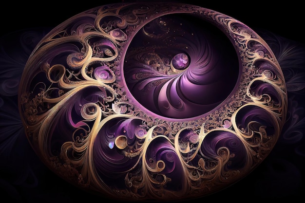 Photo the abstraction is a roundshaped purple fractal generative ai