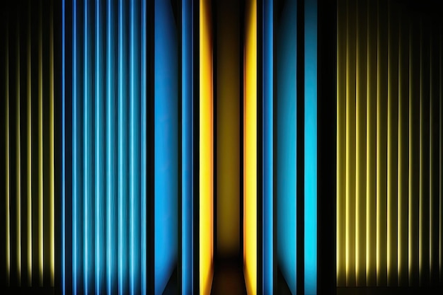 Photo abstraction of neon stripes in vibrant colors against a black ground