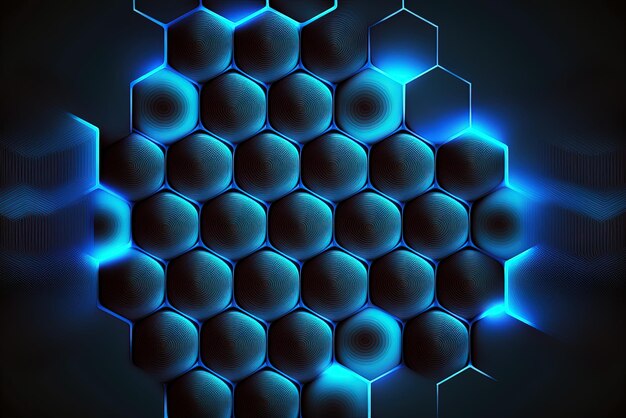 Abstrat blue neon hexagonal backdrop