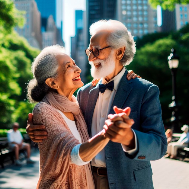 Photo abuelos alegres en el parque san valentin