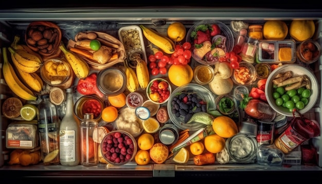 Abundance of fresh organic vegetables in large bowl generated by AI