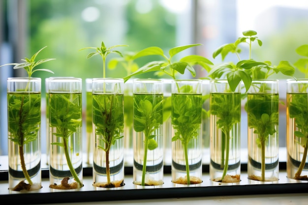 Abundance Of Green Plants Nurtured In Laboratory Test Tubes