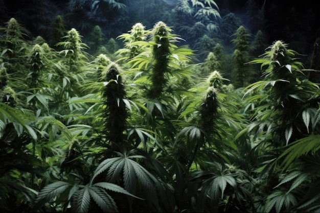 Abundant marijuana plants Generative AI