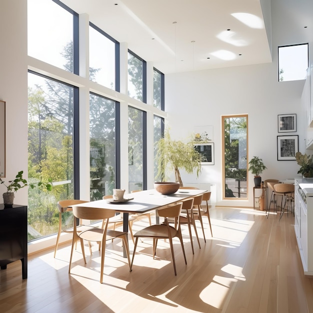 Abundant Natural Light in a Minimalist Dining Room