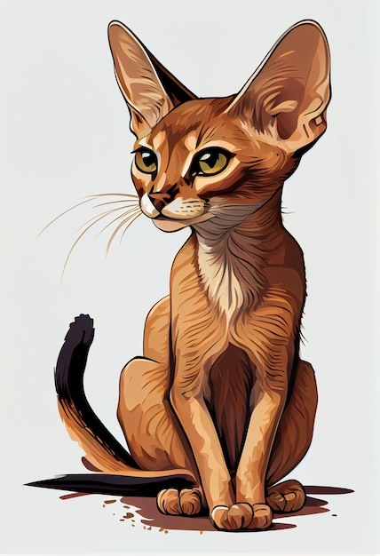 Photo abyssinian cat cute cate caricature vector cat graphic high-quality design animal theme
