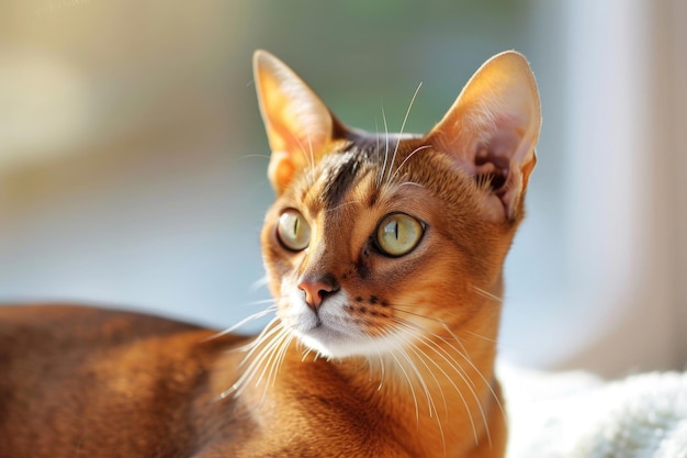 An Abyssinian cat gracefully isolated against a luminous backdrop