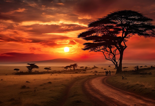 Acacia tres bij zonsopgang Maasai Mara Kenia