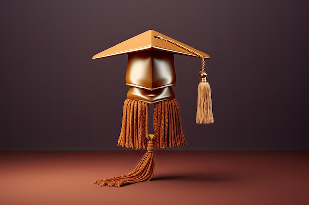 Academische prestaties in 3D Het zien van succes door middel van een gouden hoed