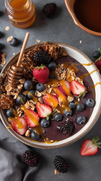 Acai Almond Bliss Onweerstaanbare Smoothie Bowl met Acai Banaan en Knapperige Amandelen als Voedingsstof