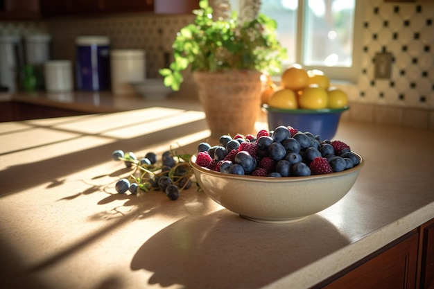 acai bowl on a kitchen counter