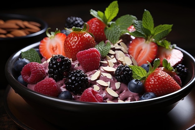 Acai bowl met amandelen en chia generatieve IA