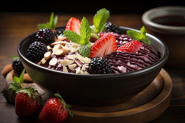 Acai bowl met amandelen en chia generatieve IA