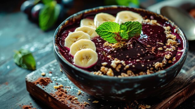 Acai bowl with banana and crunchy granola