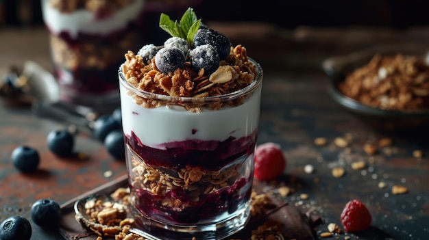 Acai schaal met citrusvruchten yoghurt en knapperige granola