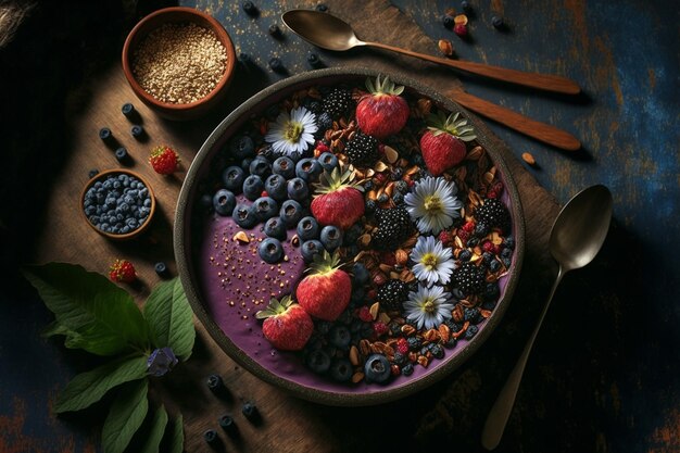 acai smoothie bowl with various fruits