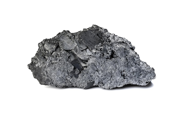 Acanthite on white background copy space