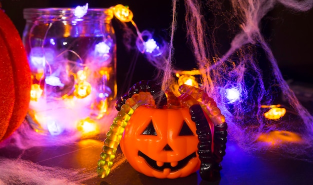 Accessoires voor Halloween-feestjes, slinger, spinnenweb, pompoen