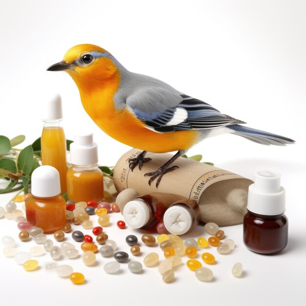 Аксессуары для птиц Витаминовые добавки для птиц изолированные Генеративный ИИ
