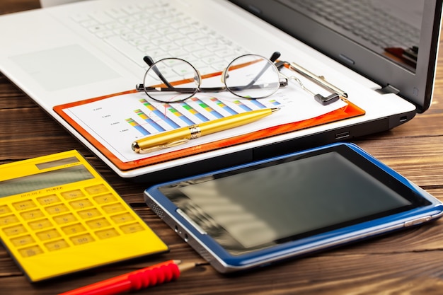 Photo accessories for doing business in the office on the table