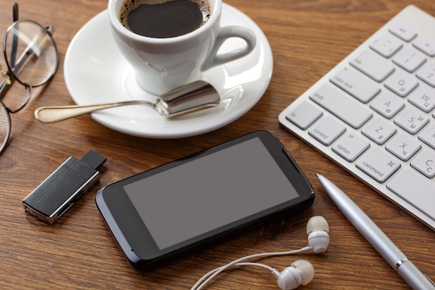 Accessories for doing business in the office on the table