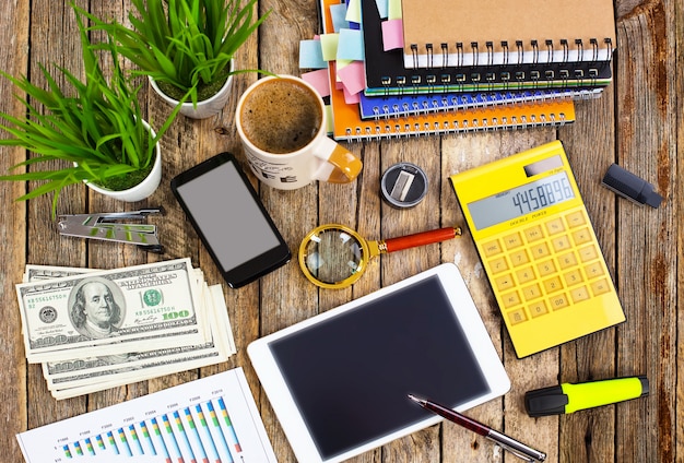 Photo accessories for doing business in the office on the table